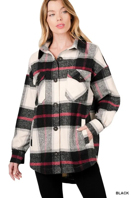 ZENANA Oversized Yarn Dyed Plaid Shacket