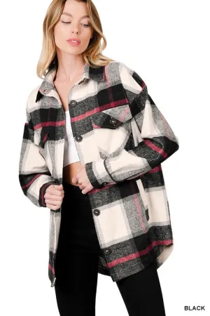 ZENANA Oversized Yarn Dyed Plaid Shacket
