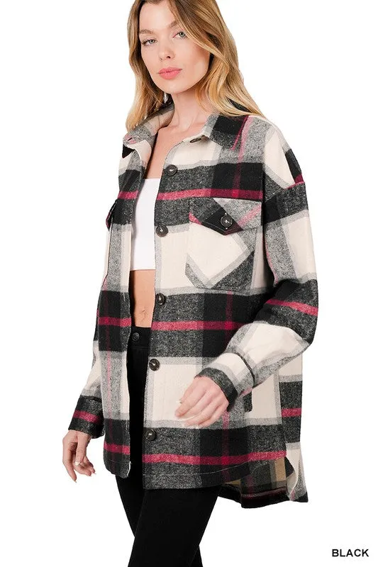 ZENANA Oversized Yarn Dyed Plaid Shacket