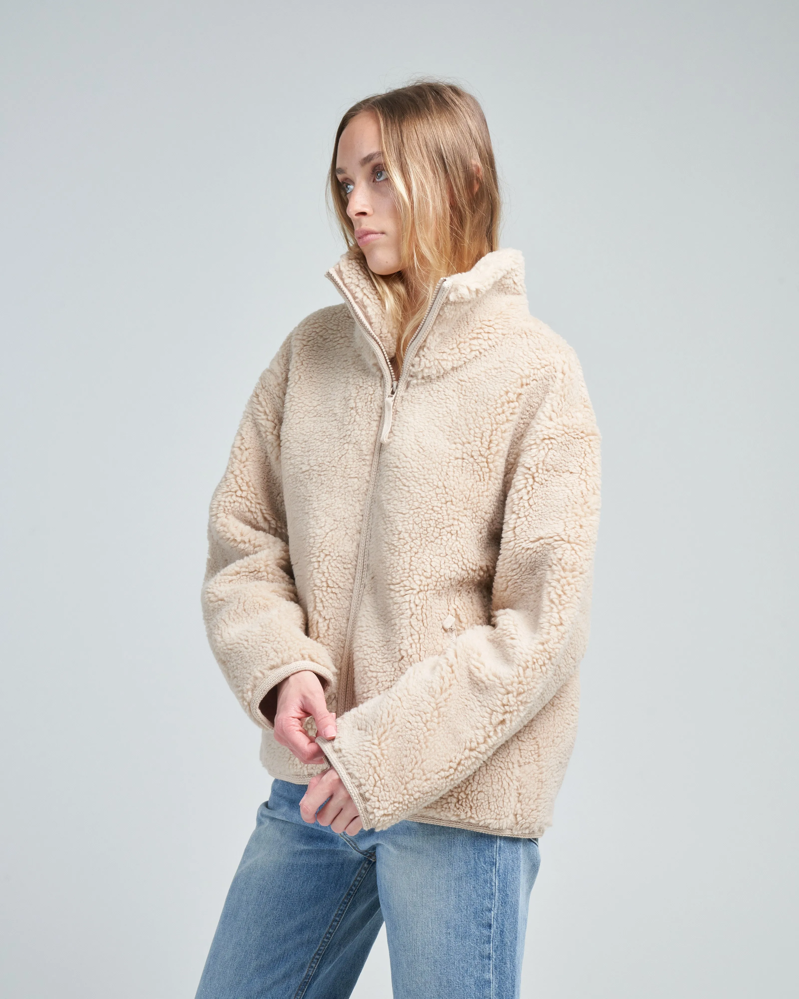 zip up turtle curly jacket