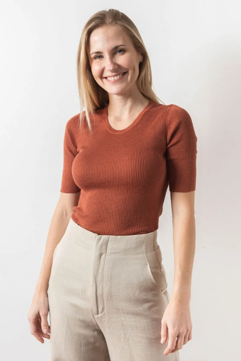 Zoe Short Sleeve Cotton Fitted T-shirt