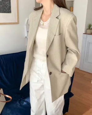 ZOOEY PINSTRIPE BLAZER BEIGE